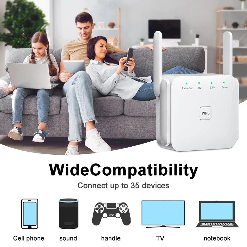 5Ghz WiFi Repeater AC1200 Wi-Fi Booster WiFi Extender Amplifier