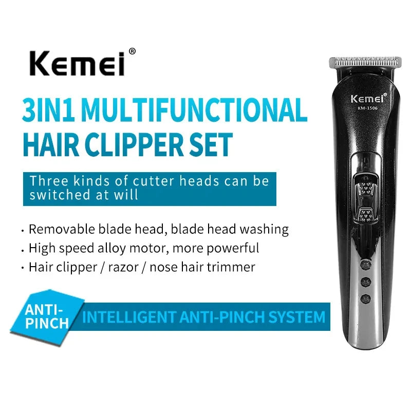 Kemei KM-1506 3 in 1 Electric Shaver USB Charging Hair trimmer