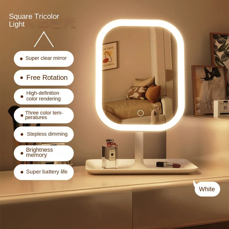 Niche Modern Desktop Vanity Mirror 3 Color Light LED Makeup Mirror