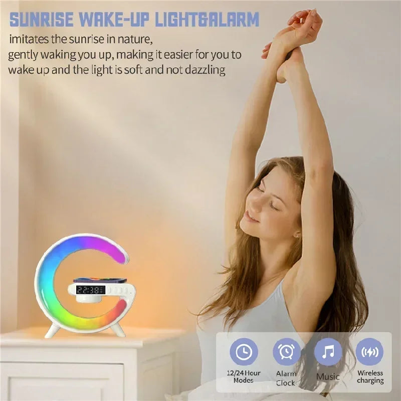 RGB Night Light Lamp Multifunction Alarm Clock TF Blueotooth Speaker