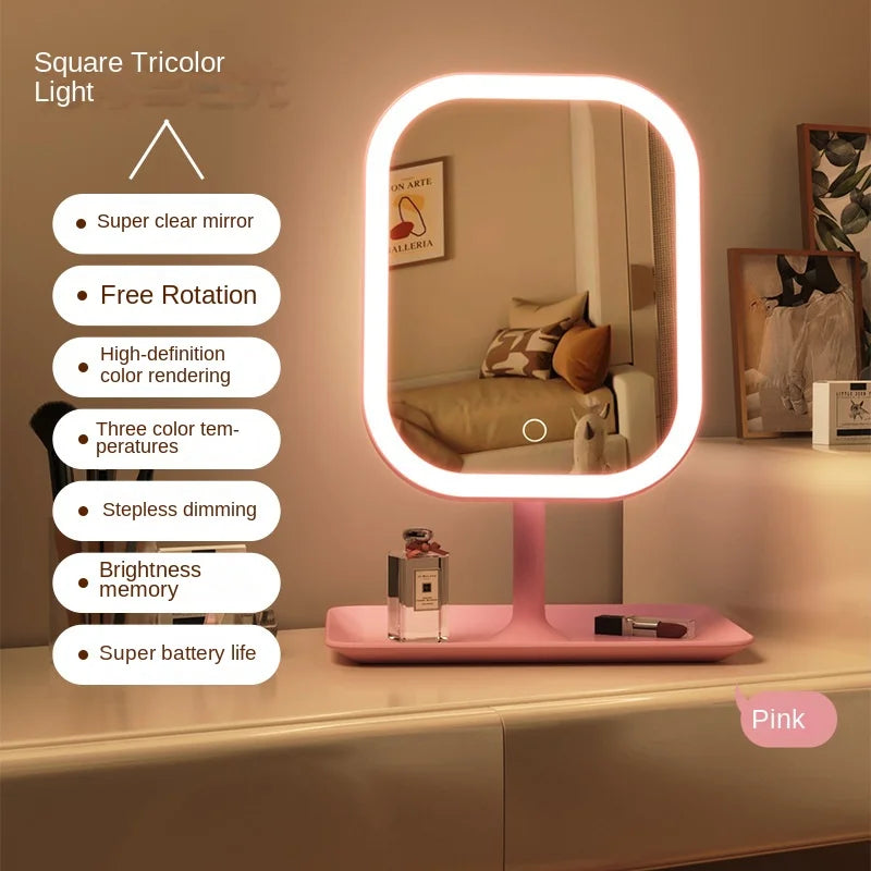 Niche Modern Desktop Vanity Mirror 3 Color Light LED Makeup Mirror