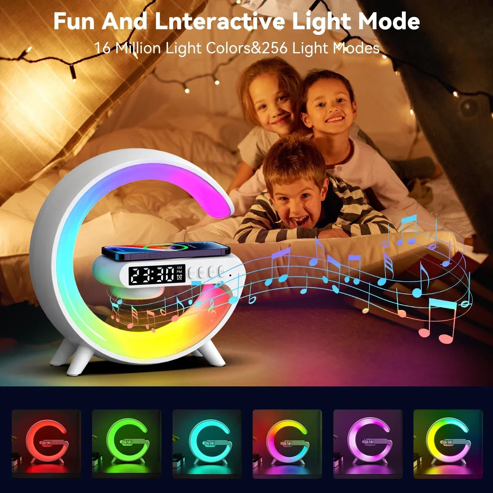 RGB Night Light Lamp Multifunction Alarm Clock TF Blueotooth Speaker